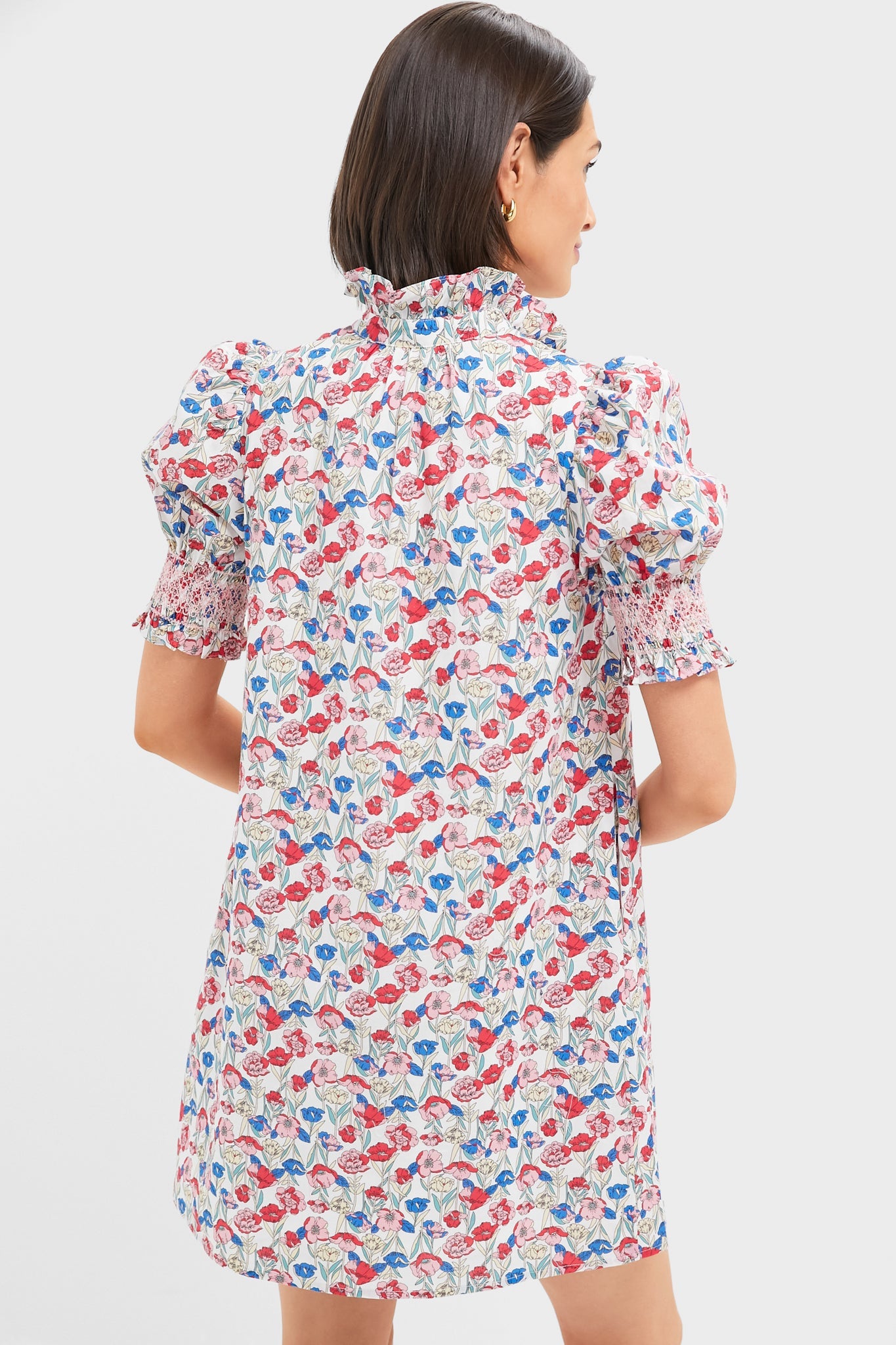 Red & Blue Clover Floral Mini Lou Lou Dress