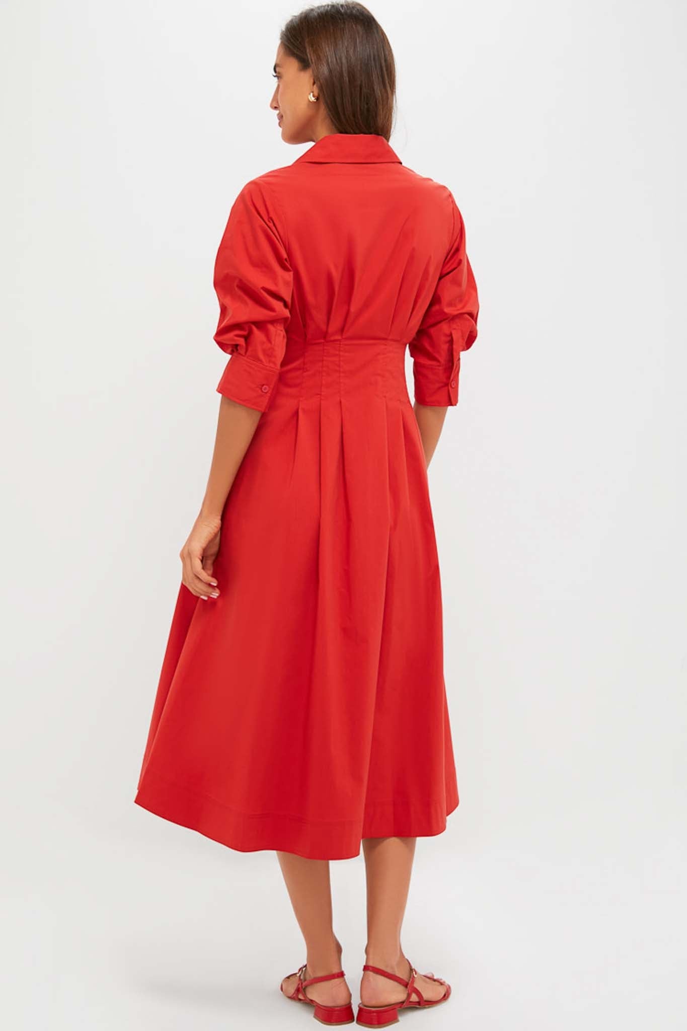 Crimson Jazz Pintuck Midi Dress