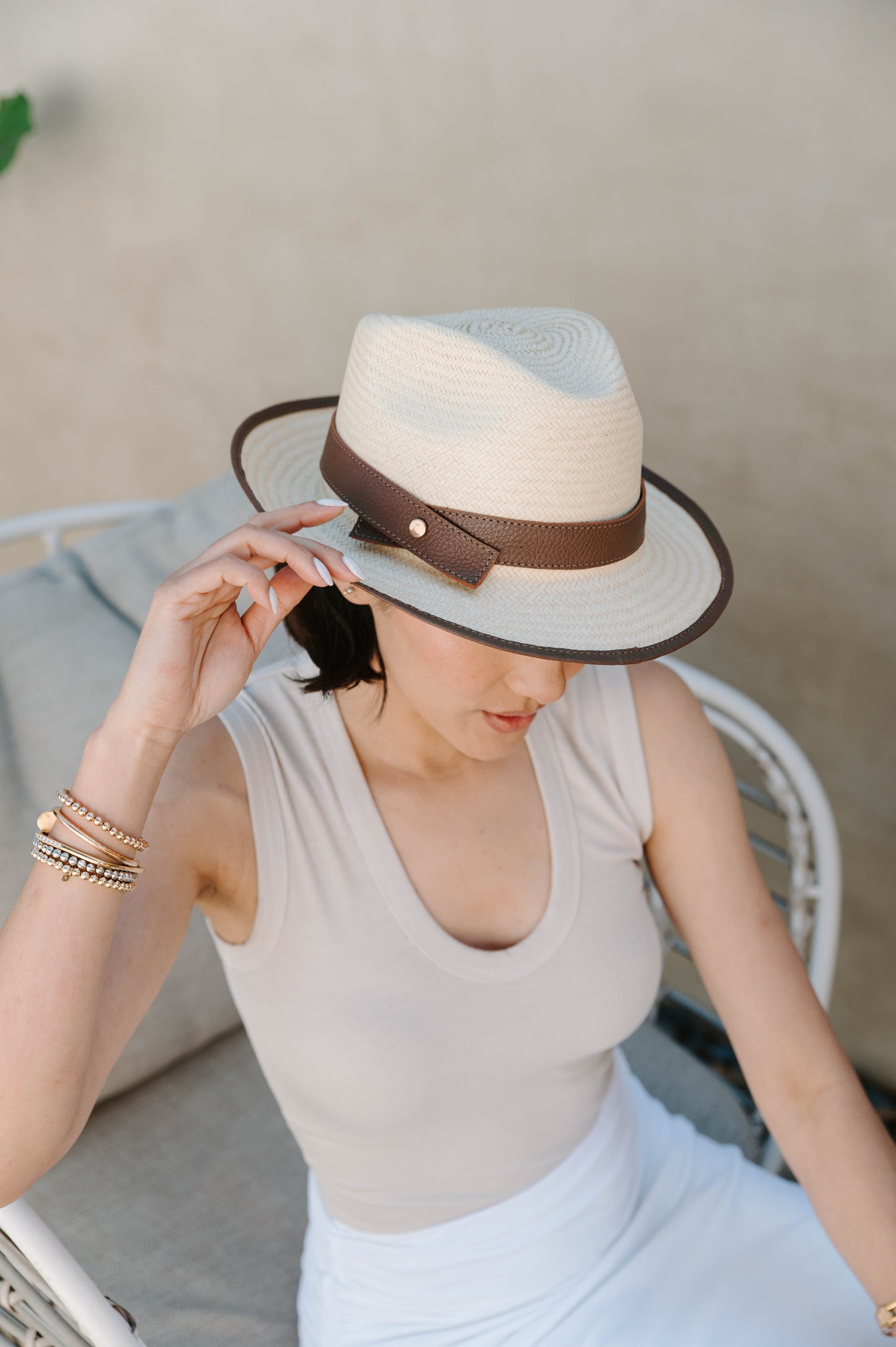 Artisan Palm and Leather Fedora
