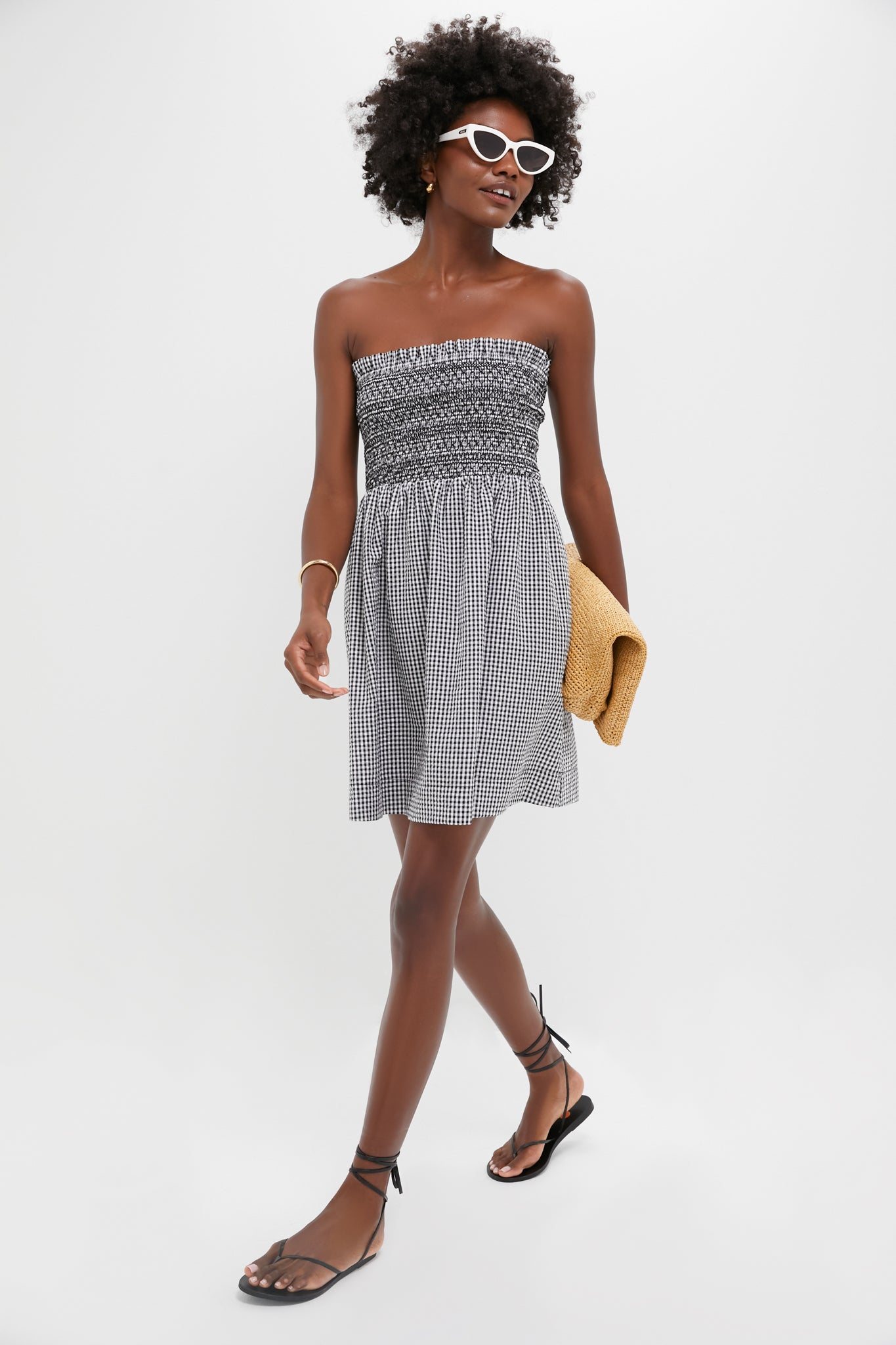 Black Gingham Seersucker Winona Mini Dress