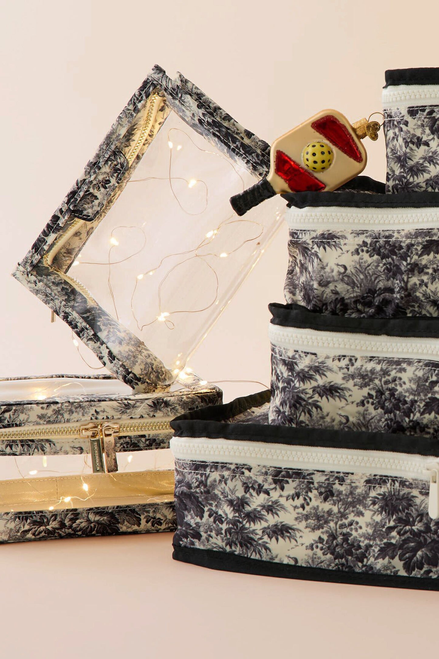 Noir Cypress Toile PVC Small Vanity Case