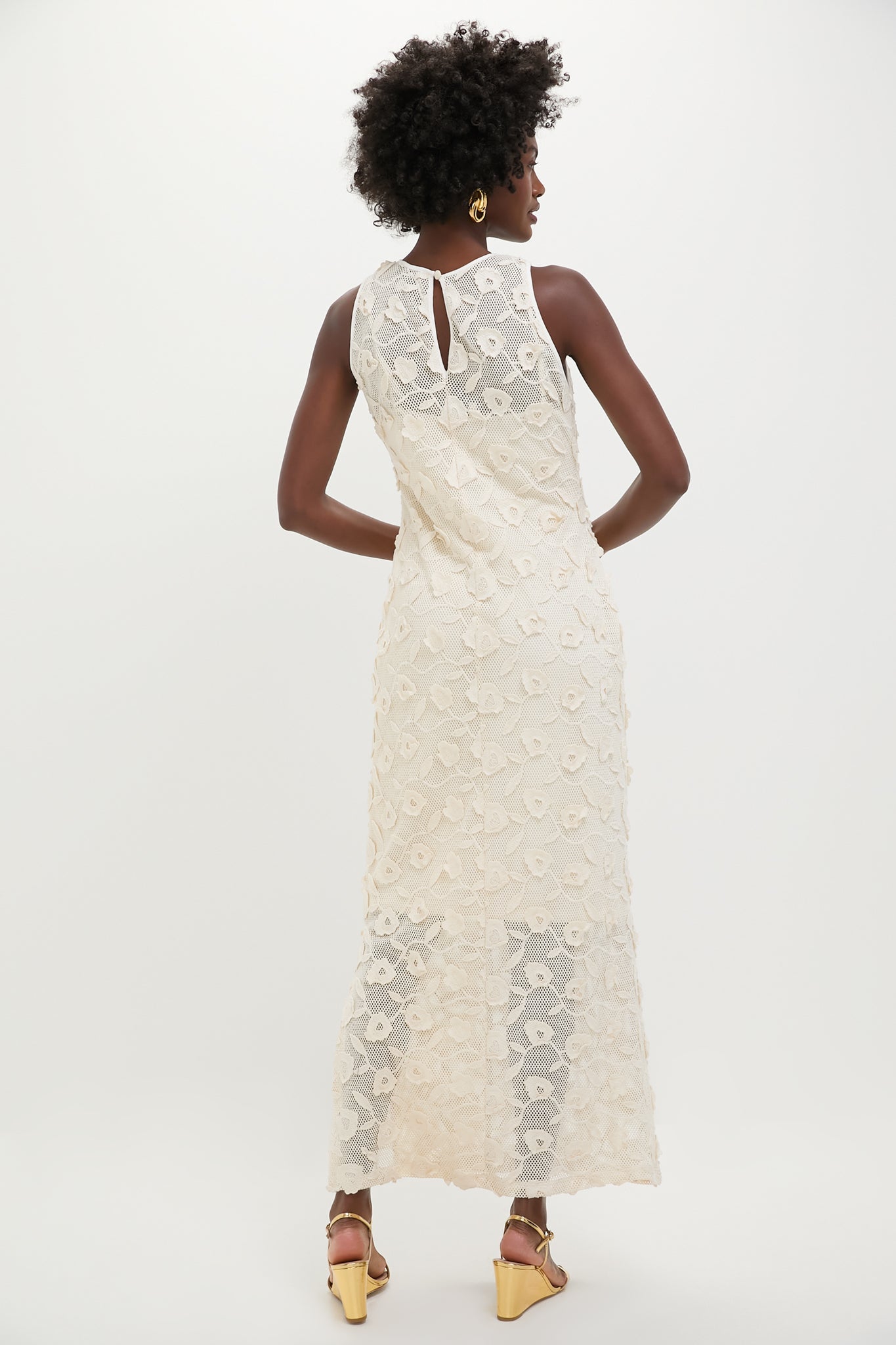 Tan Lace Applique Farrah Dress