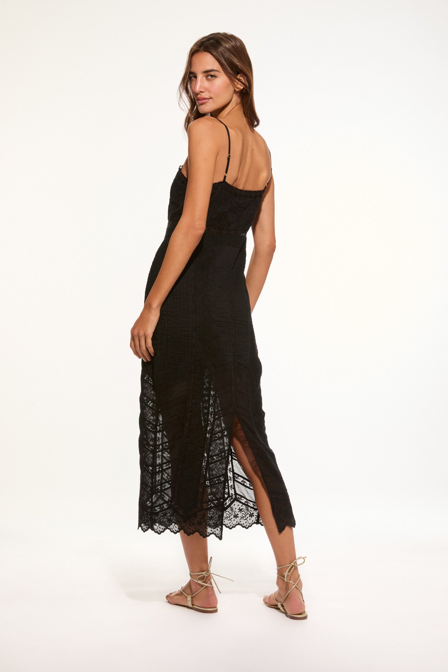 Celadine Cotton Lace-Trimmed Midi Dress