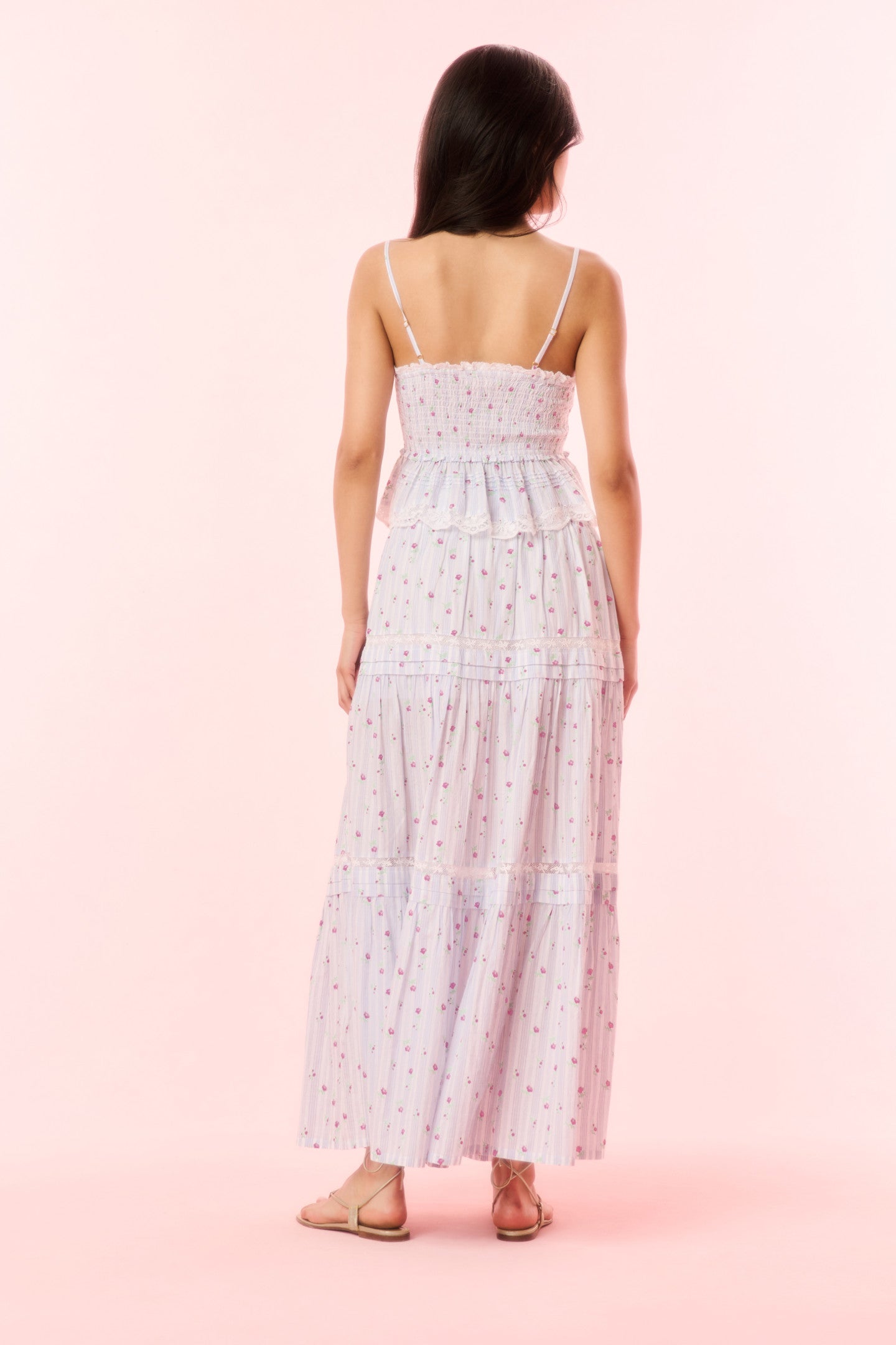 Phia Cotton Floral Tiered Maxi Skirt