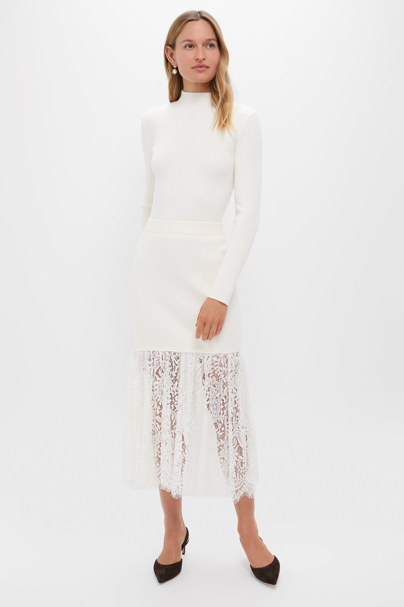 Cream Knit Kori Midi Skirt