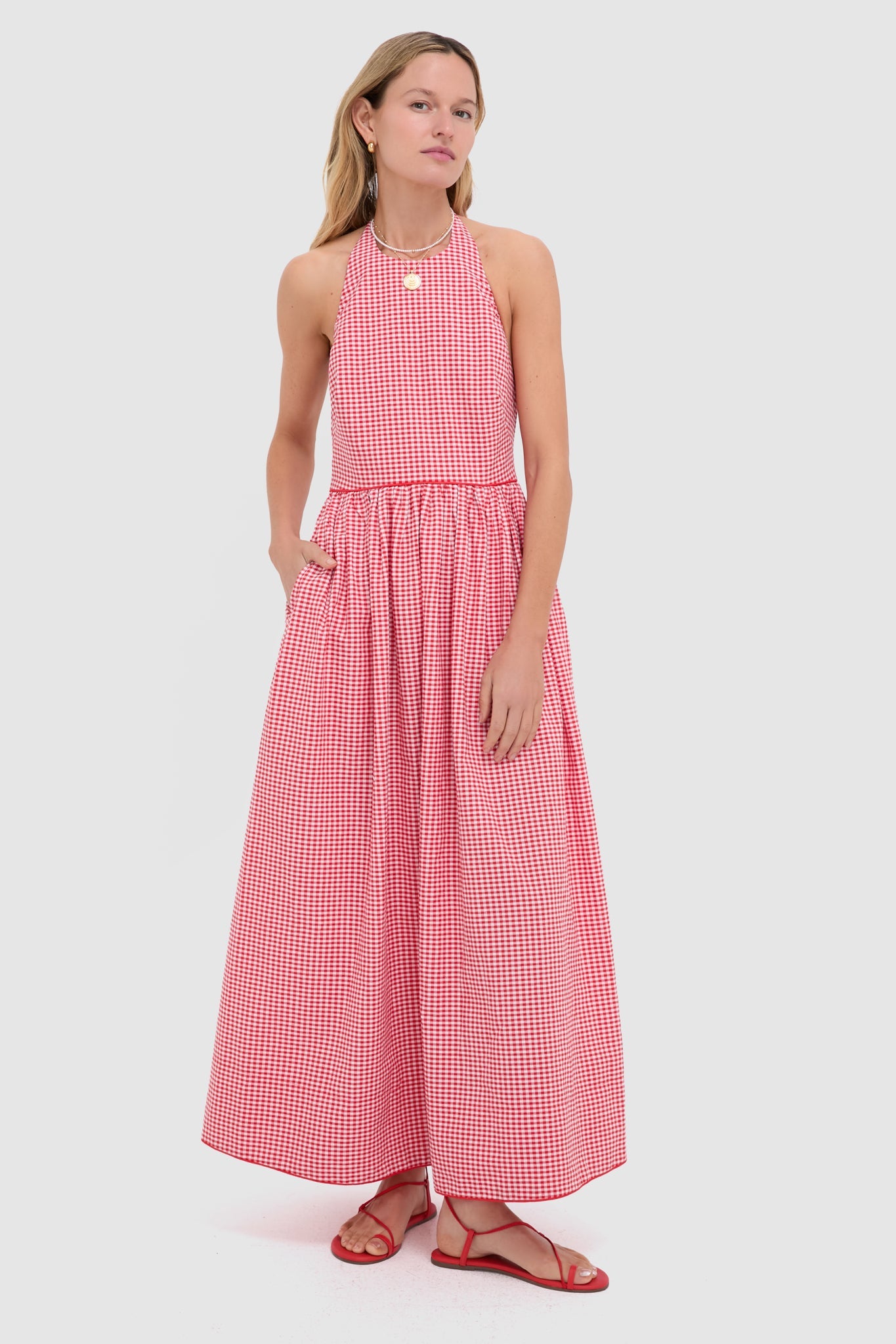 Red Gingham Halter Marcie Dress