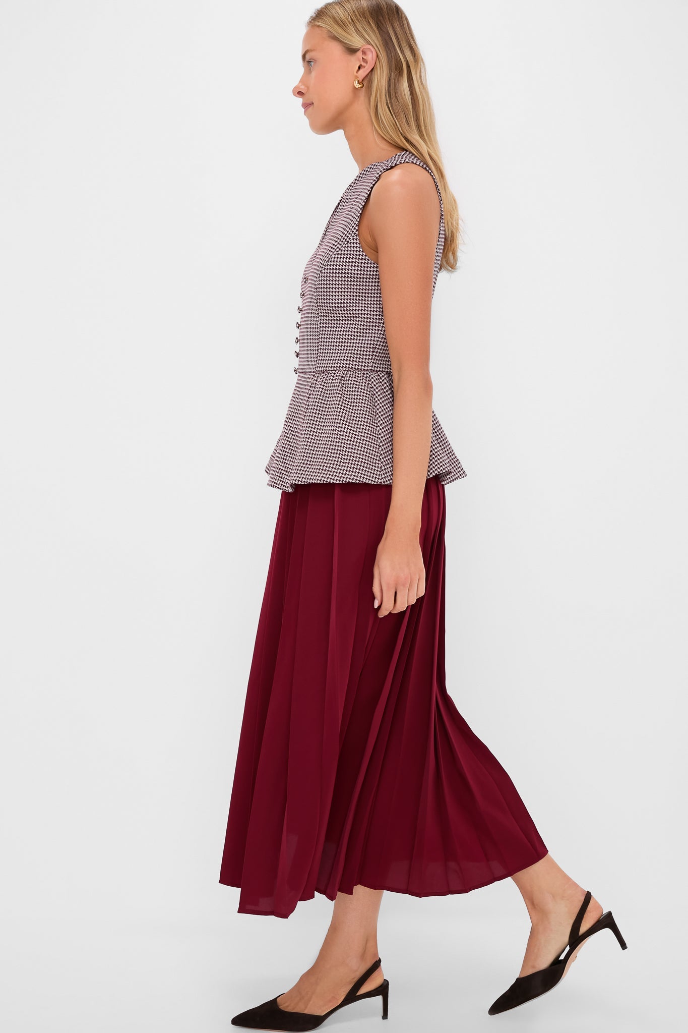 Berry Long Peplum Dress