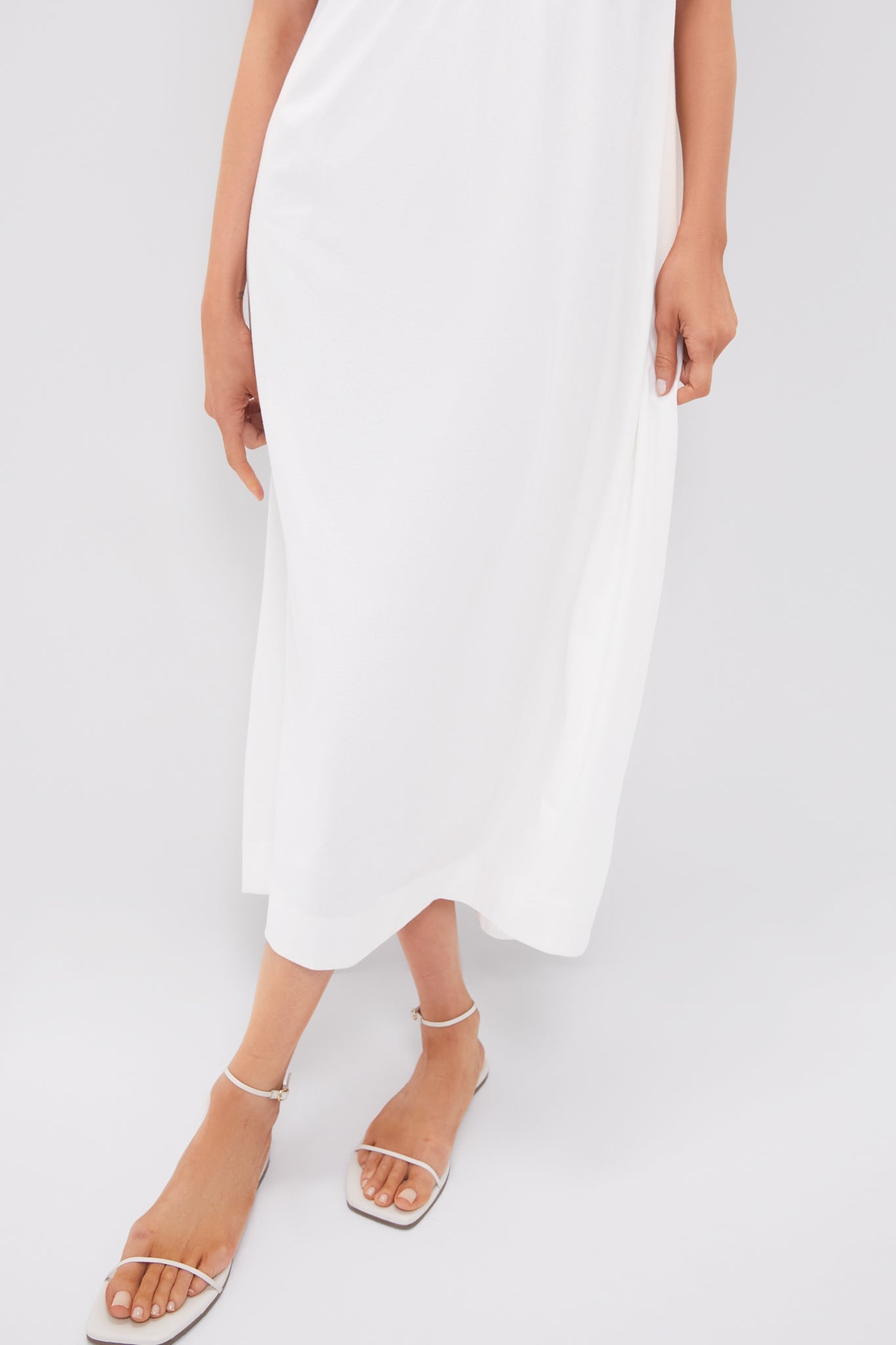 Off White Embroidered Midi Dress