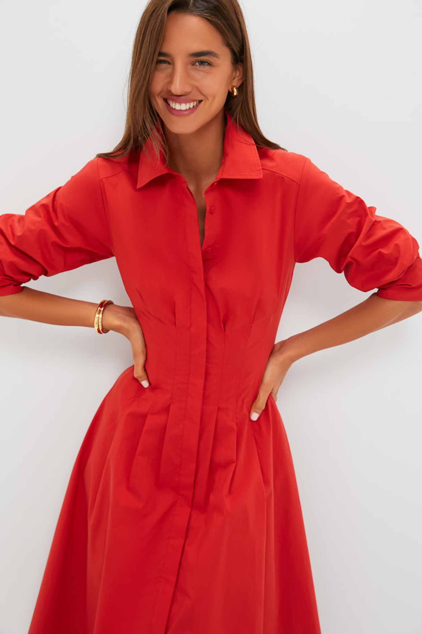 Crimson Jazz Pintuck Midi Dress