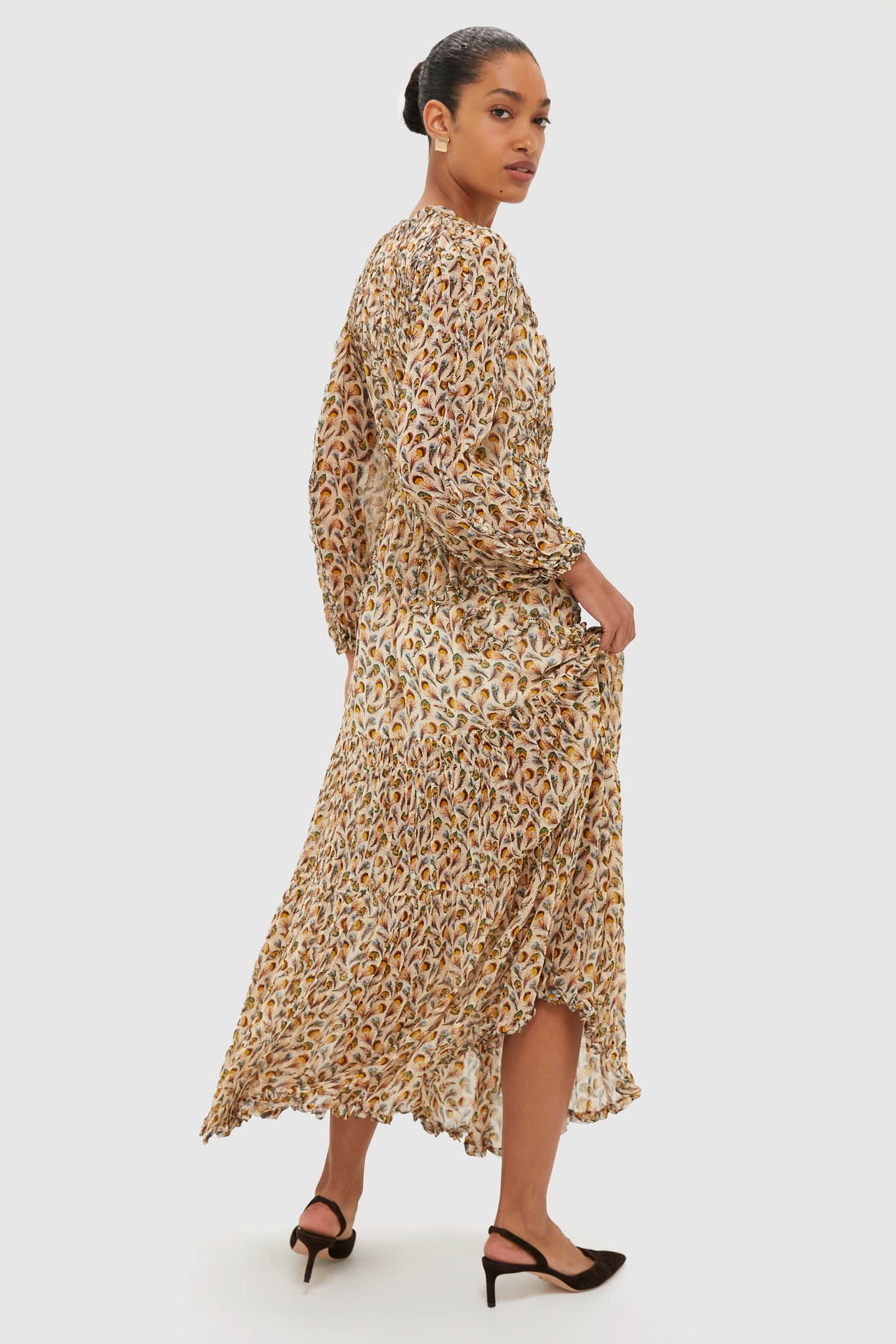 Swan Iona Silk Long Sleeve Midi Dress