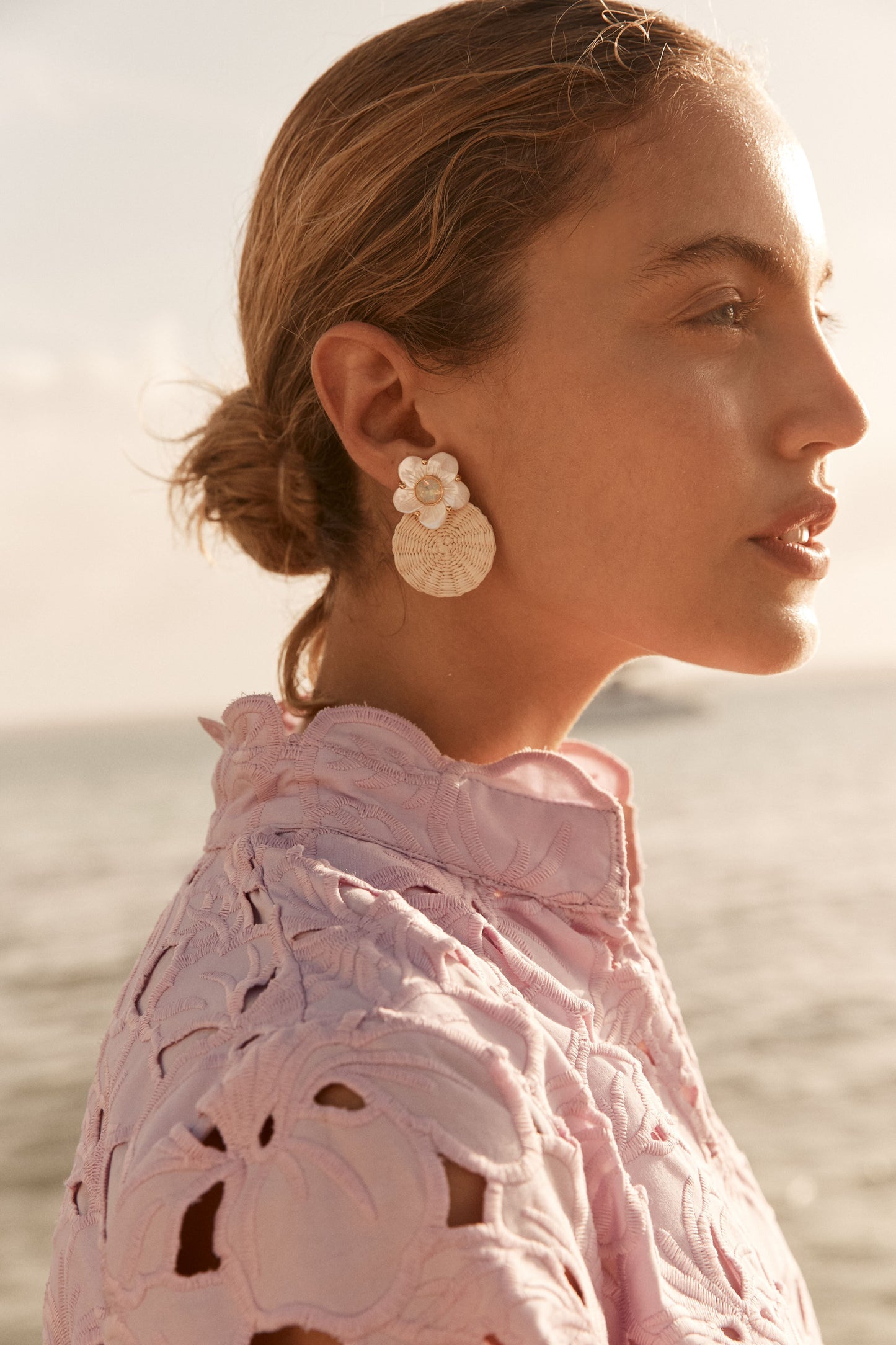 Natural Shell Garden Iraca Studs