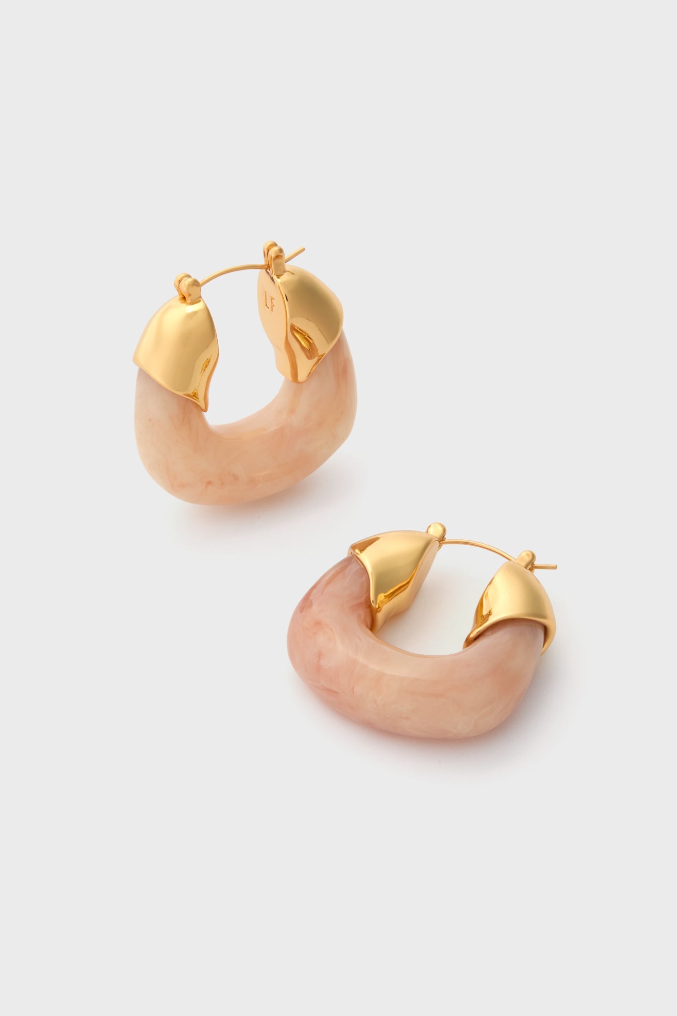 Pink Marble Organic Hoops