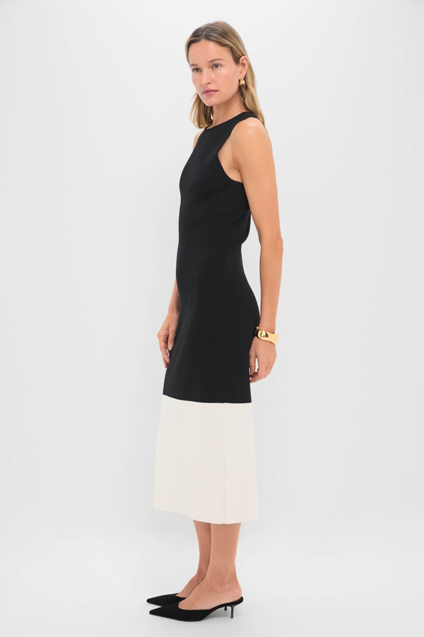 Black & Cream Charlotte Knit Midi Dress