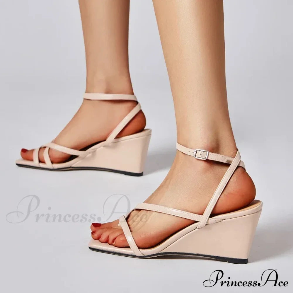 New High Quality Simple Thin Strap Stylish Open Toe Party Summer Low Heel Pump