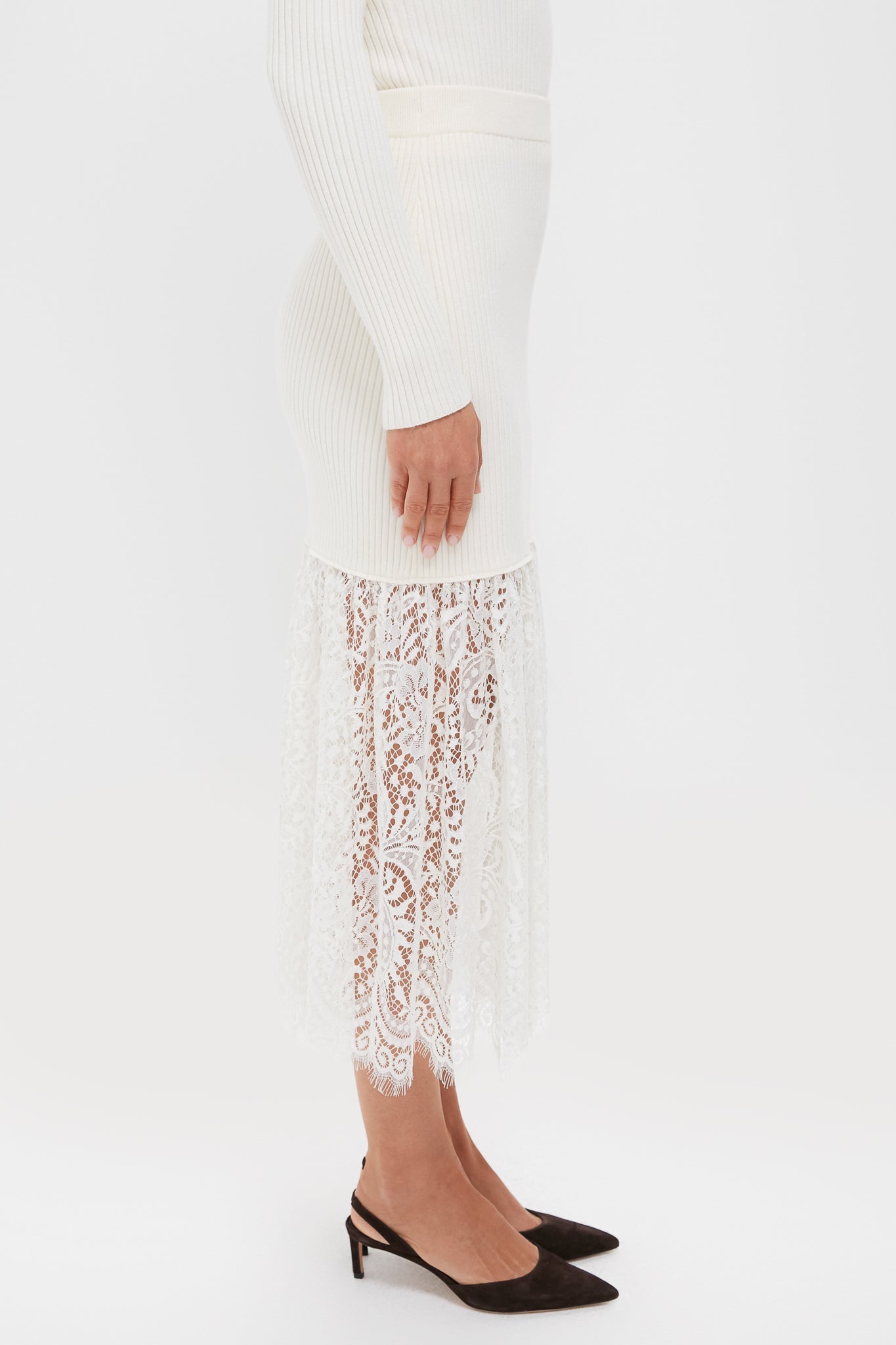 Cream Knit Kori Midi Skirt