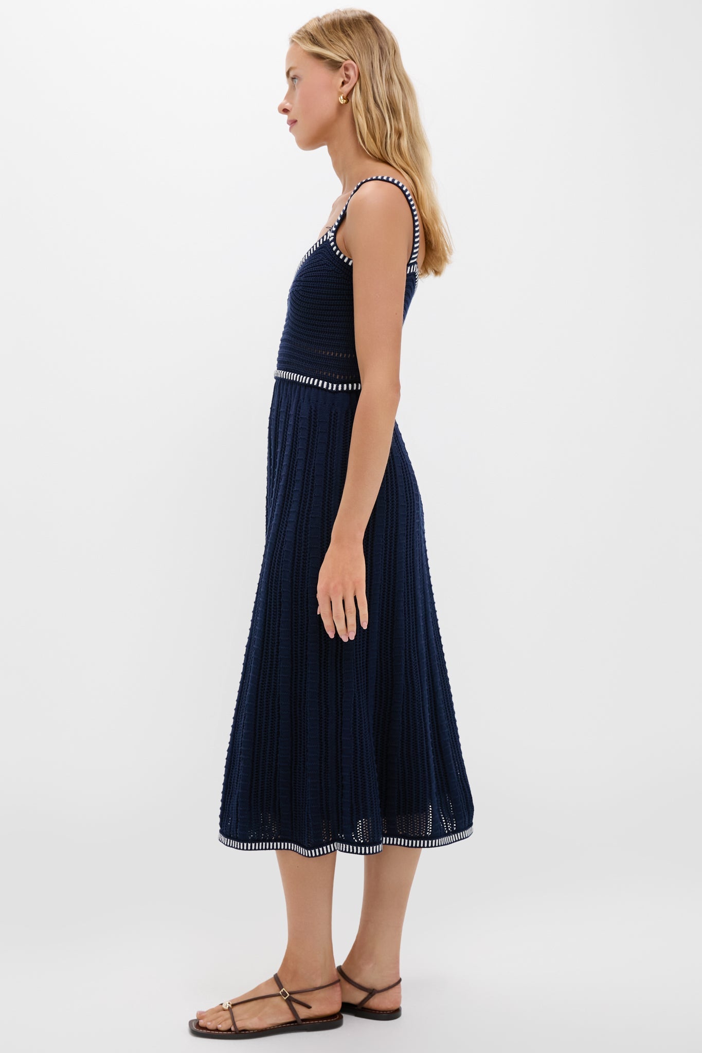 Navy with White Trim Knit Anne Dress
