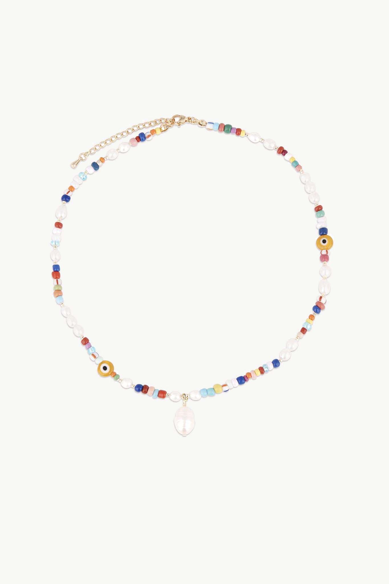 Beaded Multi Pearl Drop Necklace