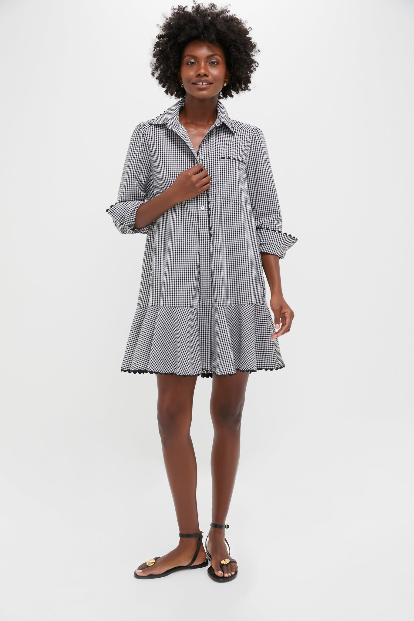 Black Gingham Ric Rac Callahan Shirt Dress