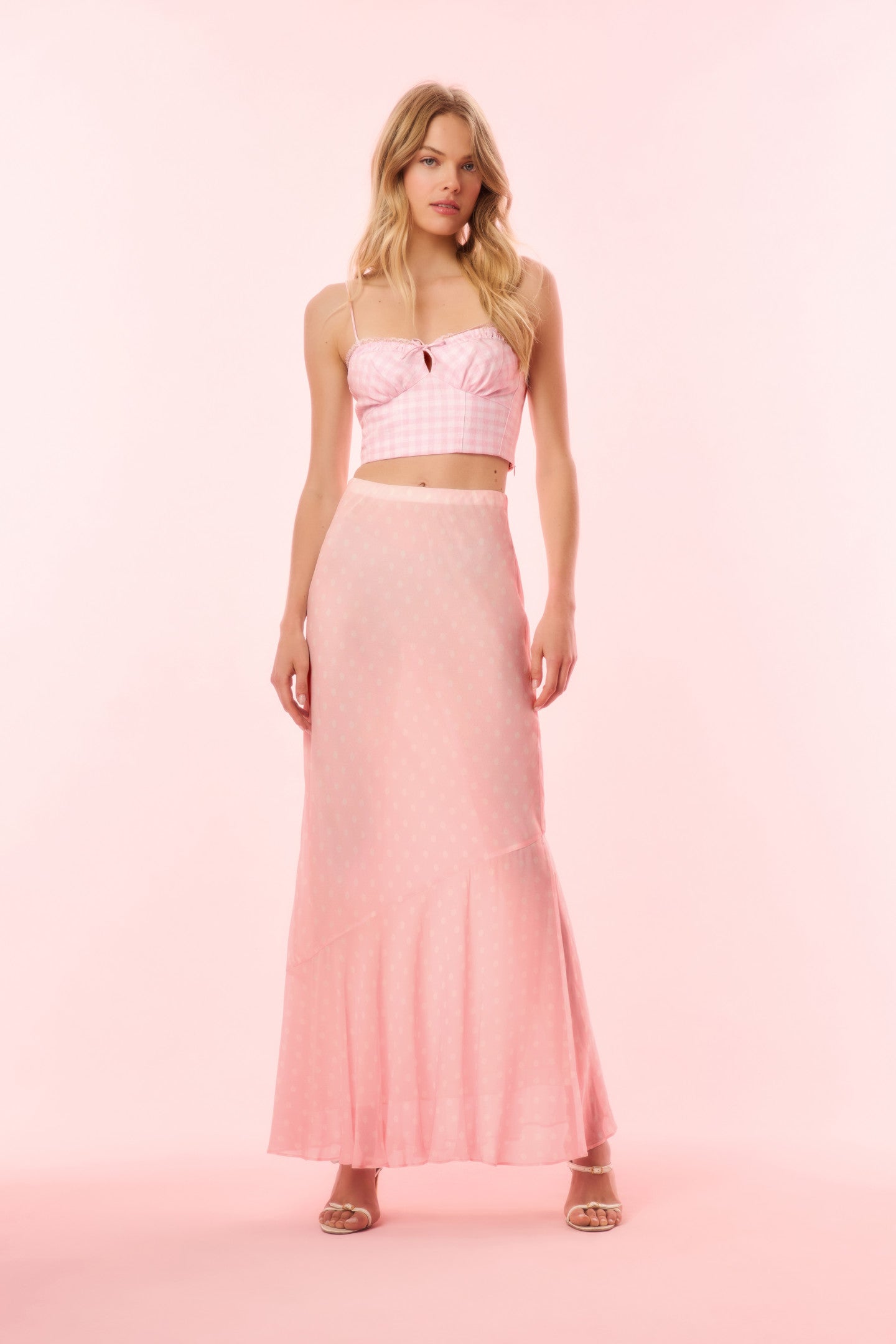 Tesleigh Chiffon Polkadot Maxi Skirt