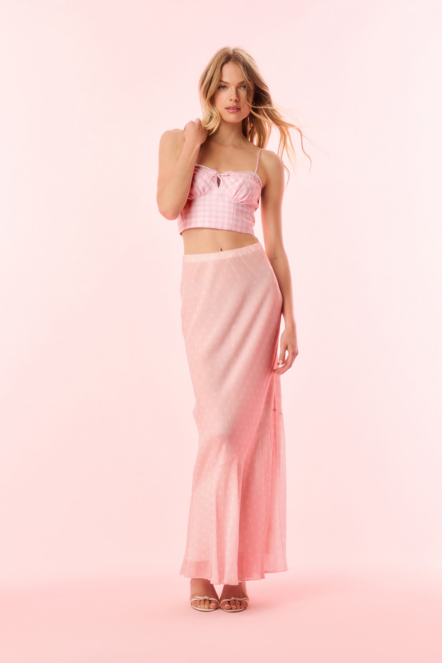 Tesleigh Chiffon Polkadot Maxi Skirt