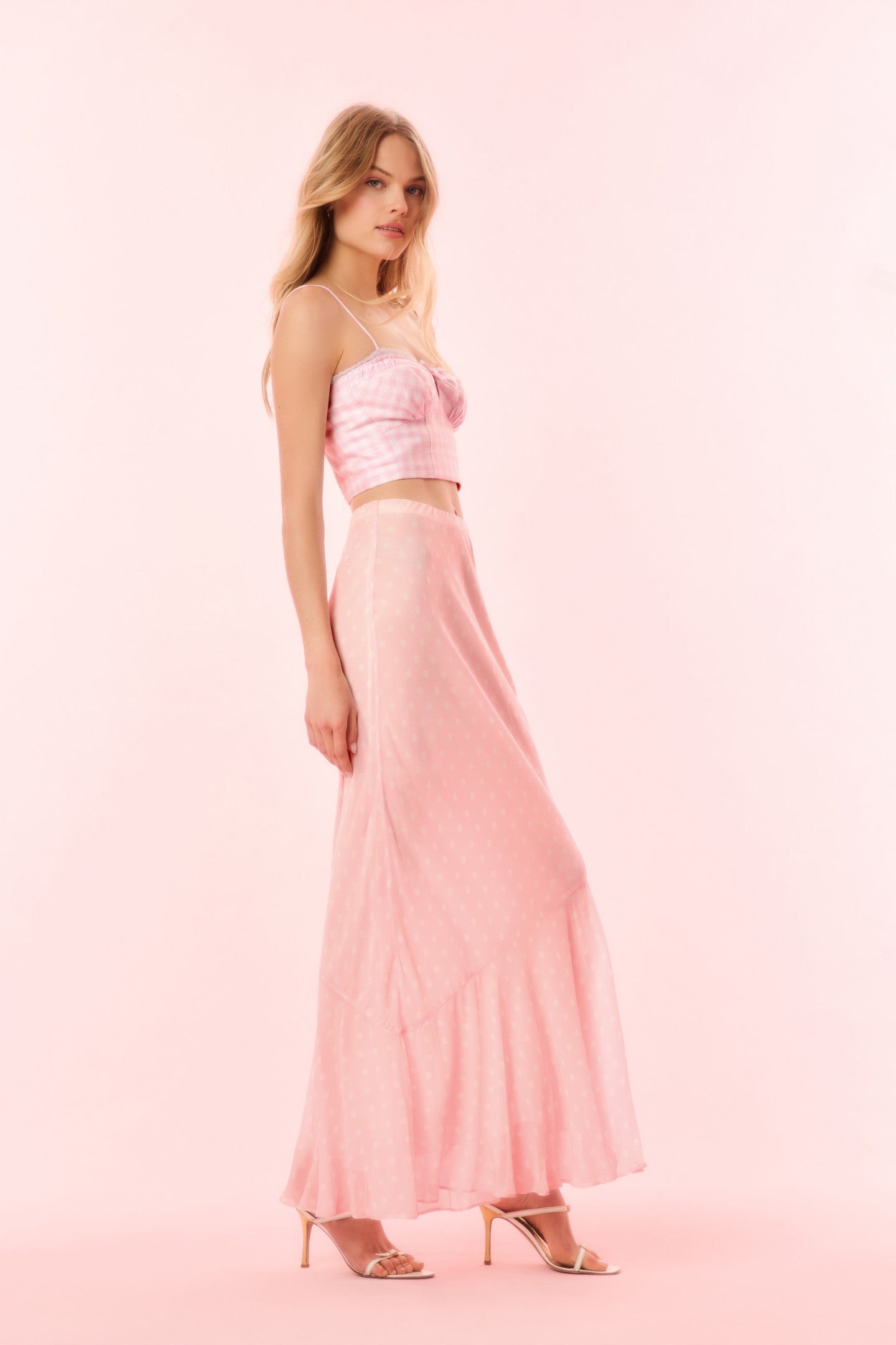 Tesleigh Chiffon Polkadot Maxi Skirt