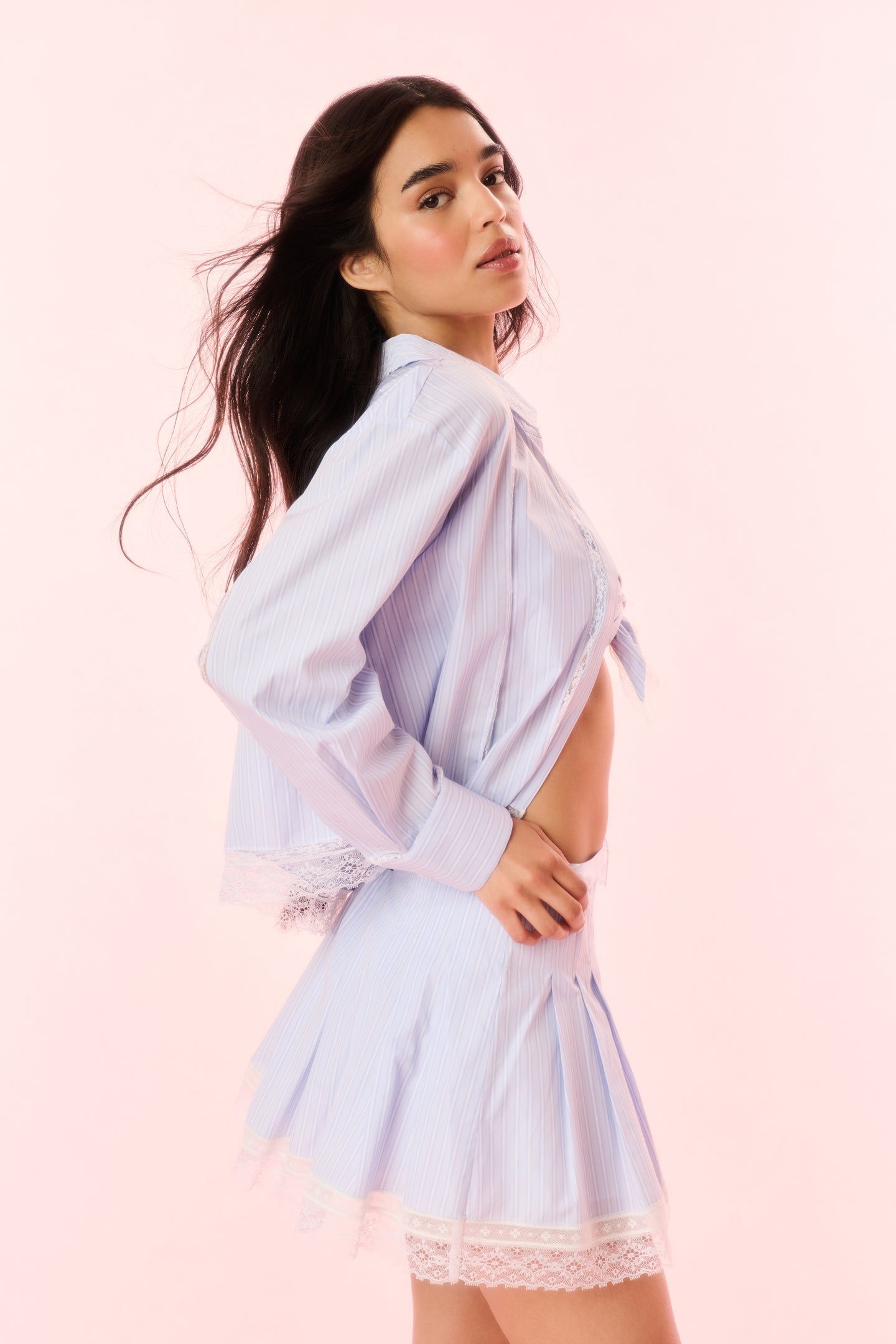 Portman Cotton Pinstripe Mini Skirt