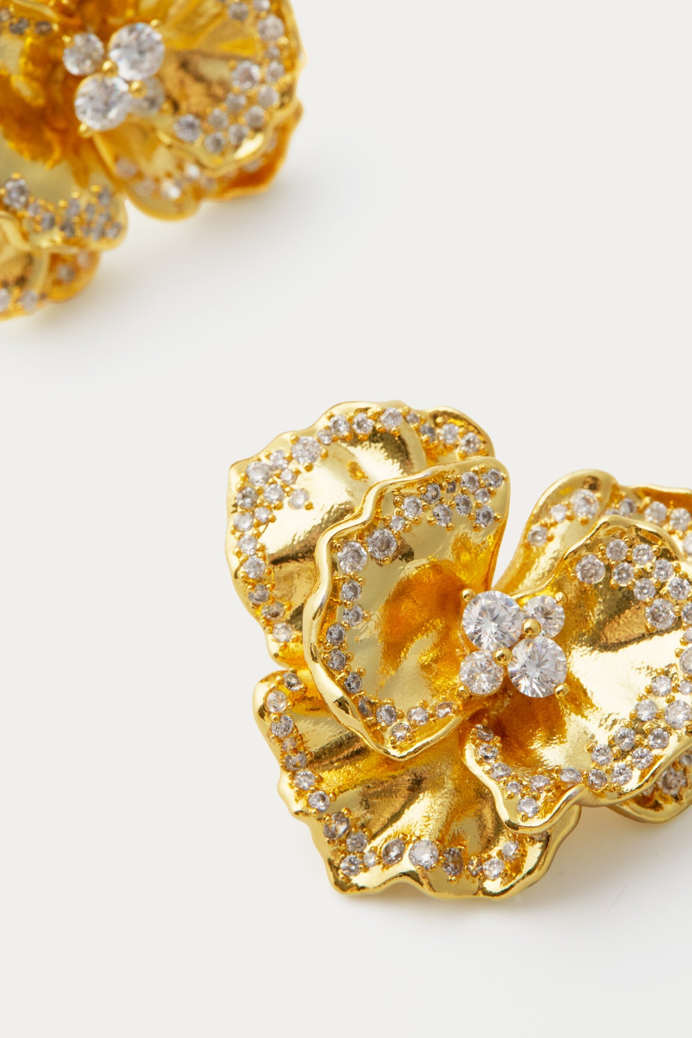 Embellished Golden Pansy Earrings