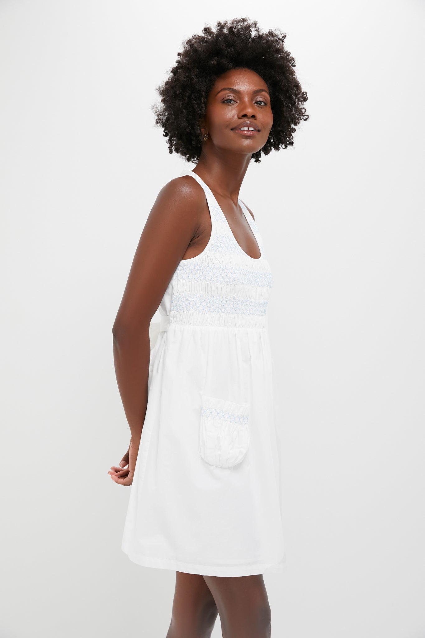 White Smocked Susannah Mini Dress