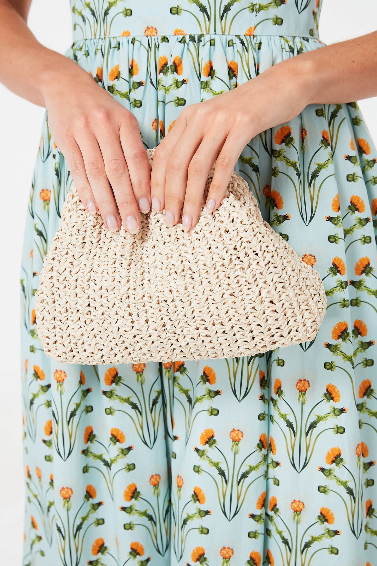 Ecru Mini Game Crochet Solid Clutch
