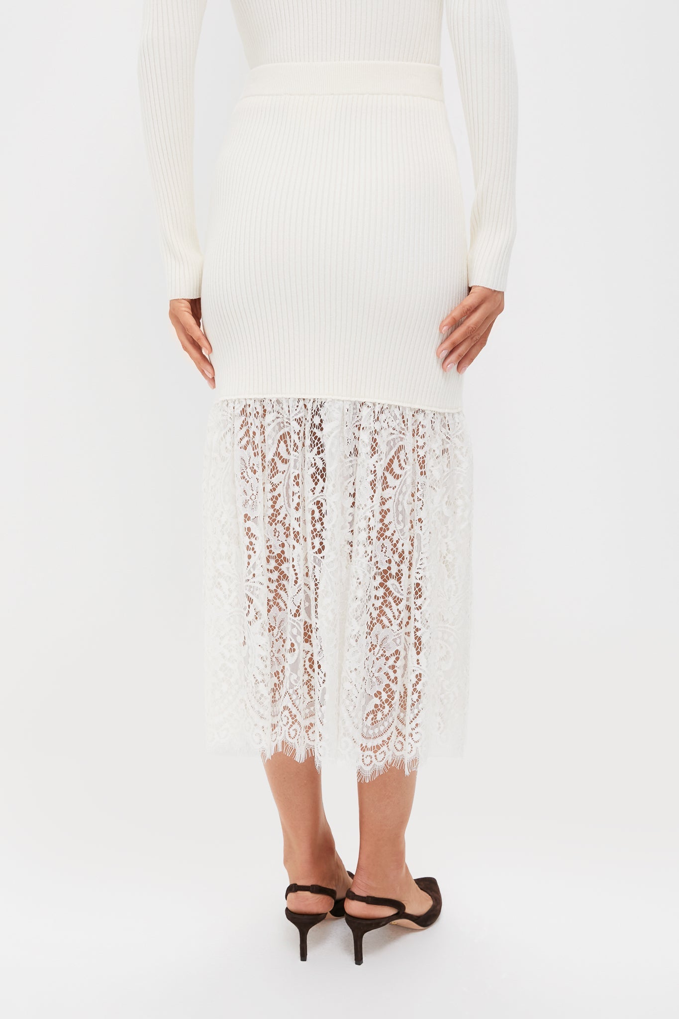 Cream Knit Kori Midi Skirt