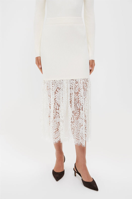 Cream Knit Kori Midi Skirt