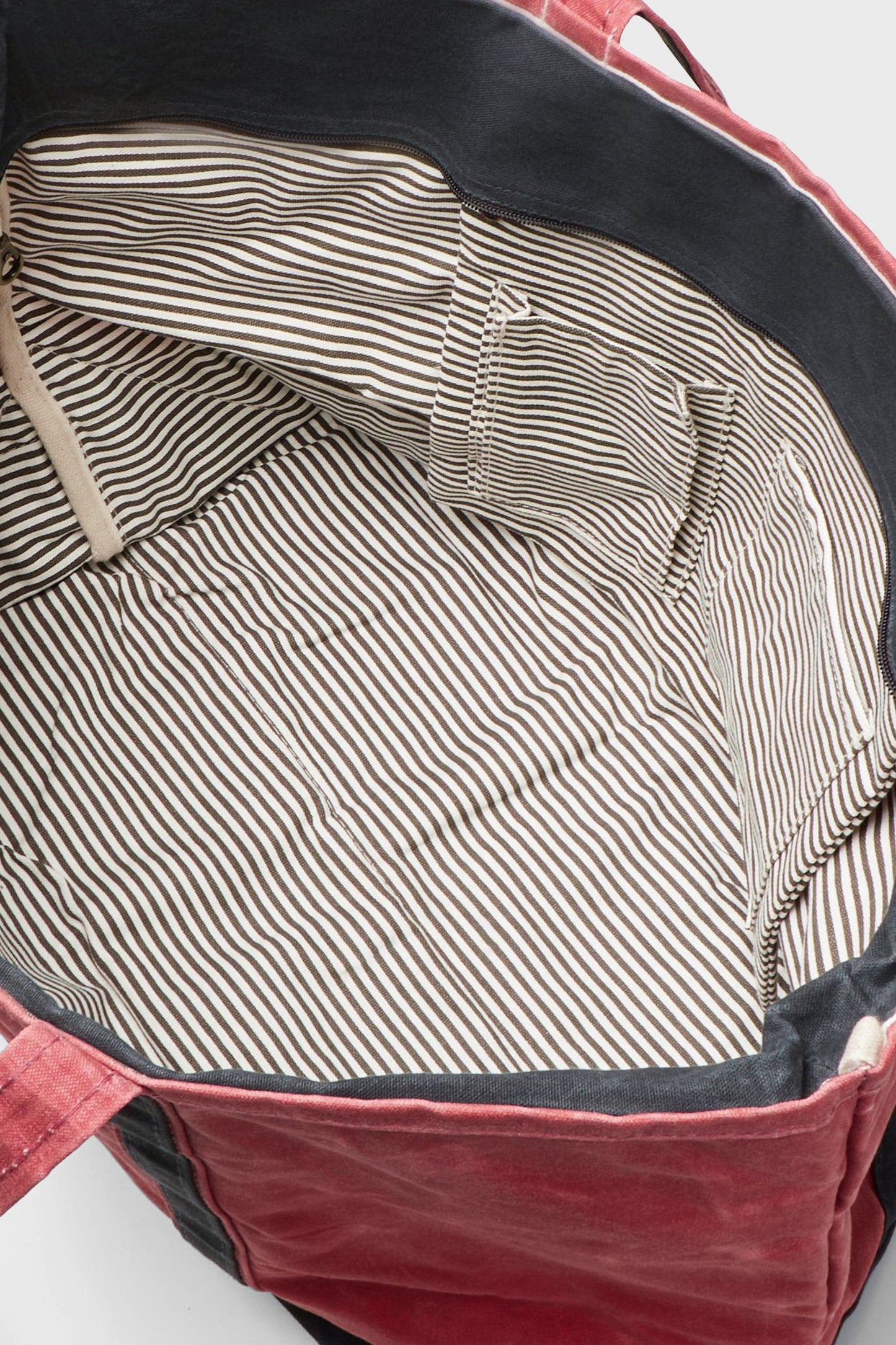 Nautical Red Waxed Large Canvas Tote