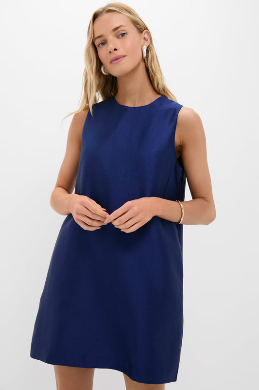 Navy Dupioni Marlowe Dress