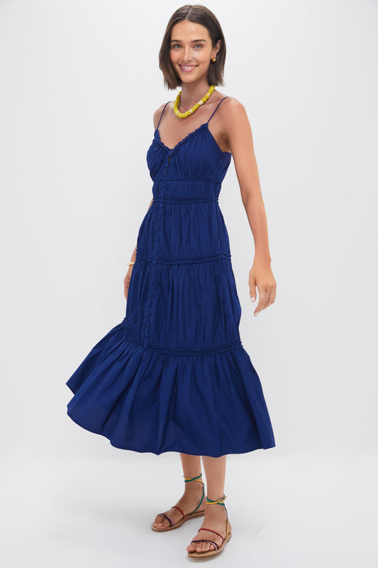 Blueberry Camden Cotton Poplin Tank Midi Dress
