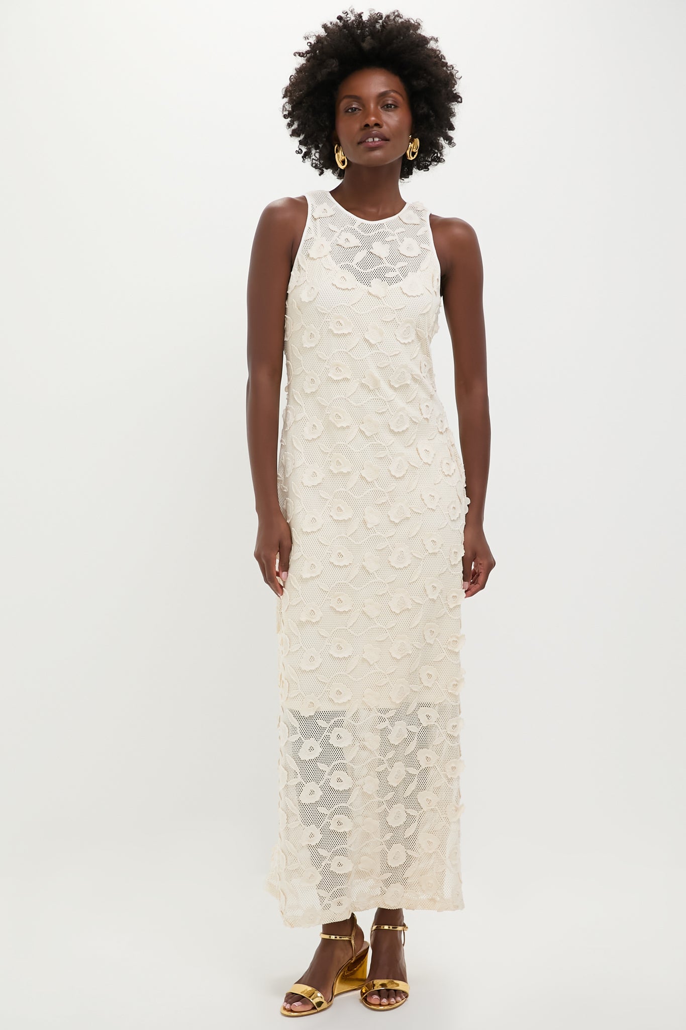 Tan Lace Applique Farrah Dress