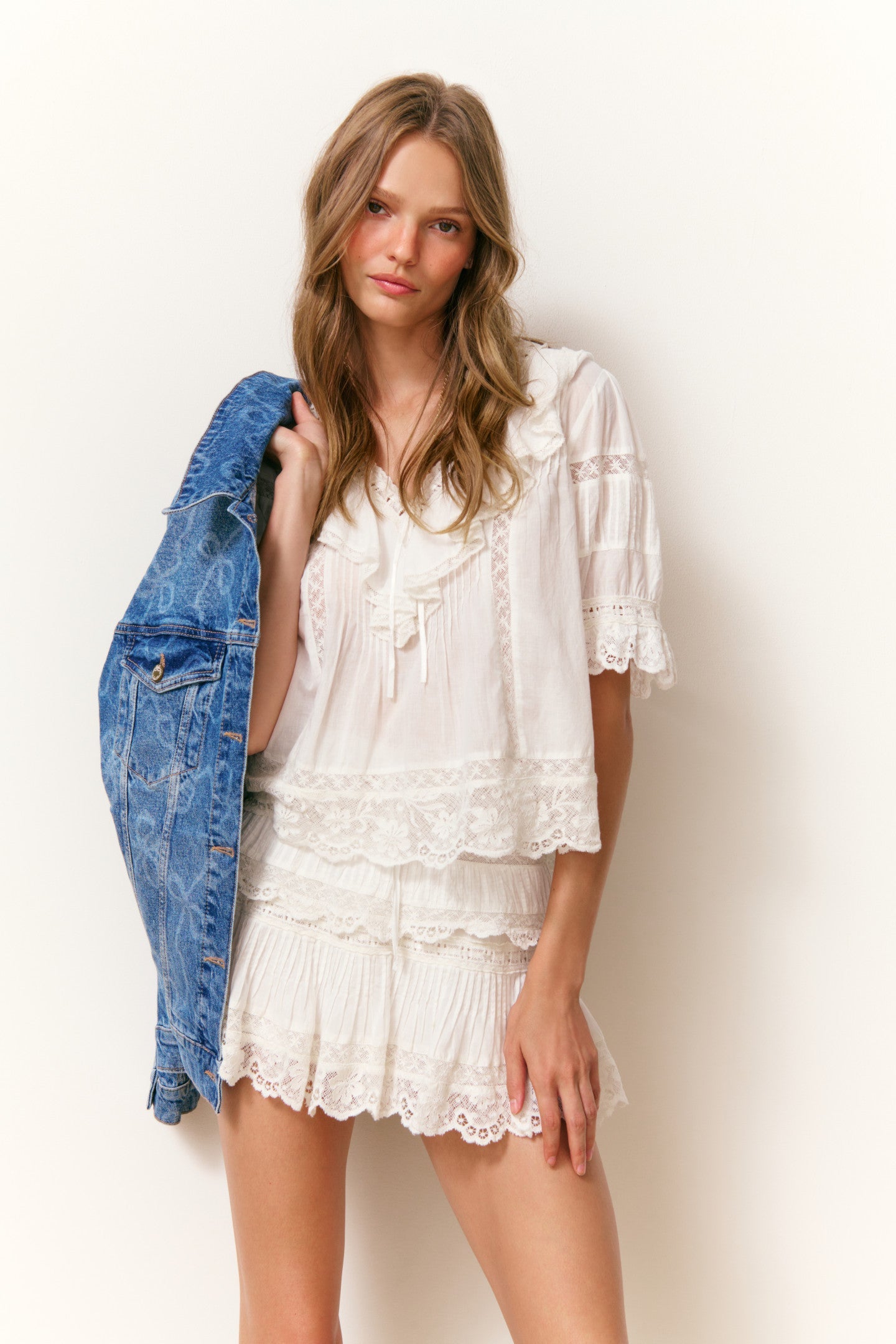 Romilly Cotton Lace Ruffle Blouse