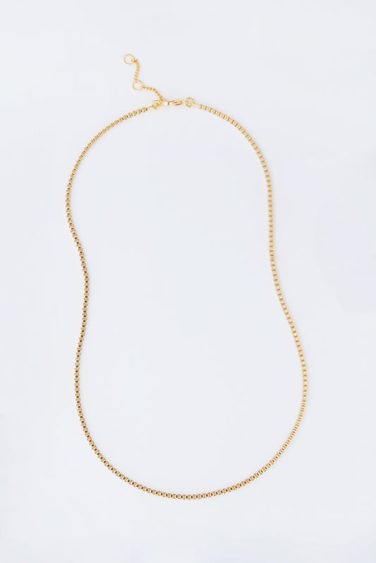 Gold Thin Box Chain Necklace