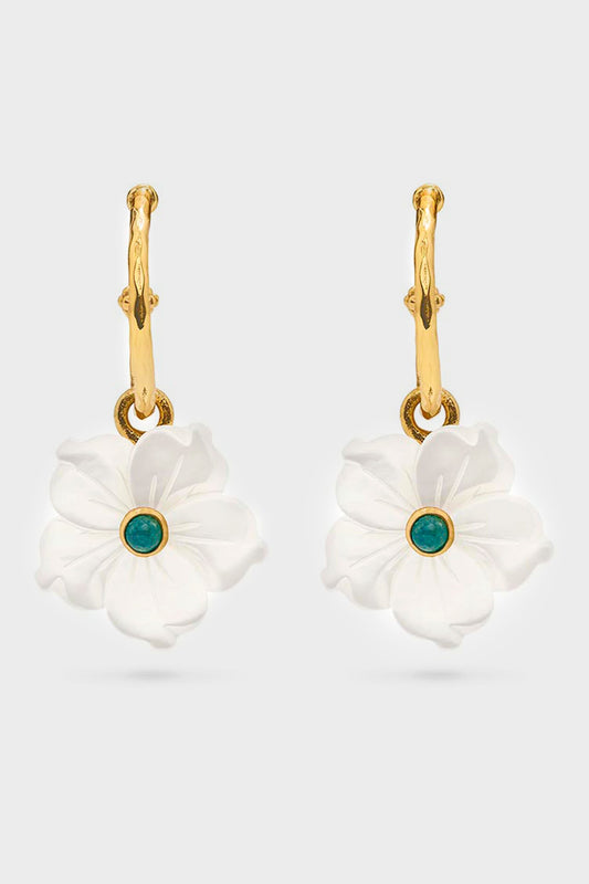 Mermaid Garden Hoop Earrings with Flower Charm