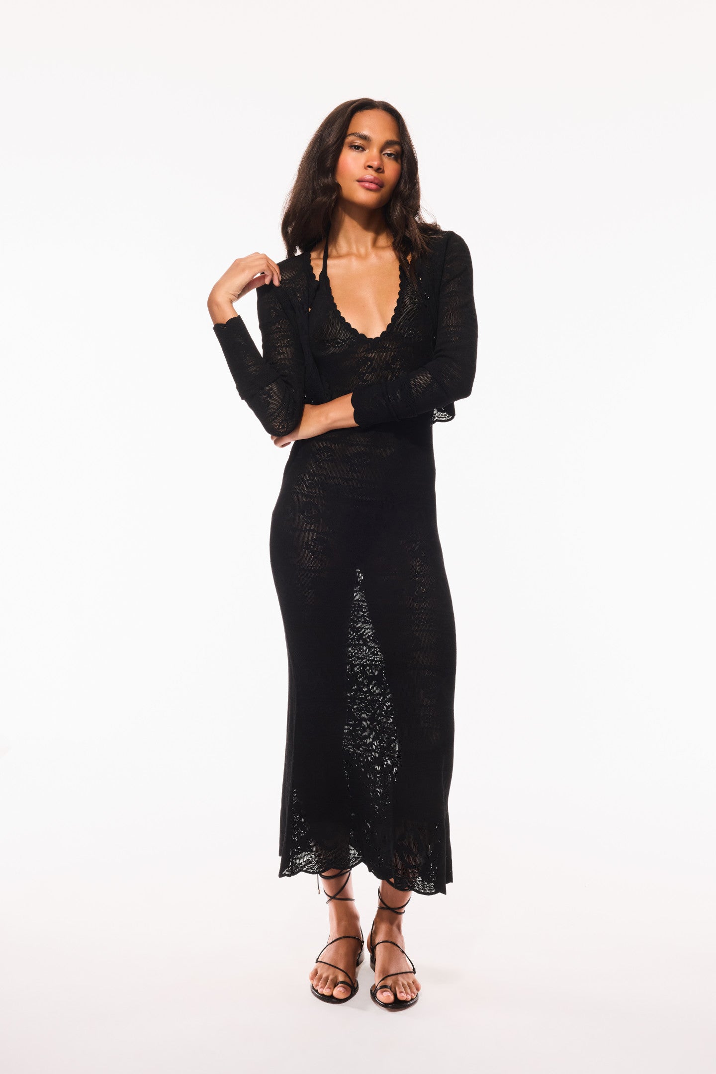Gretta Knit Bow Cardigan - BLACK
