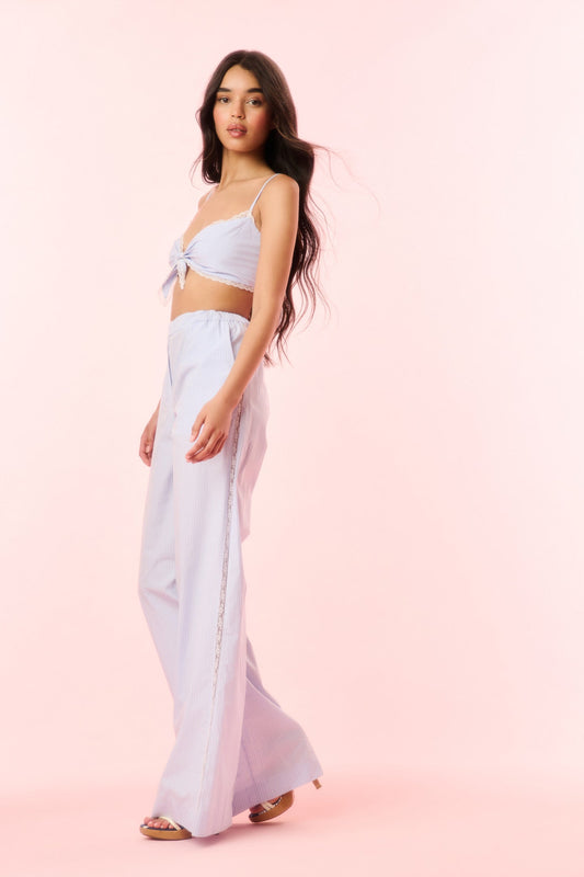 Helia Cotton Pinstripe Wide-Leg Pants