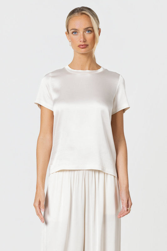 Matilda Satin T-Shirt | Ivory