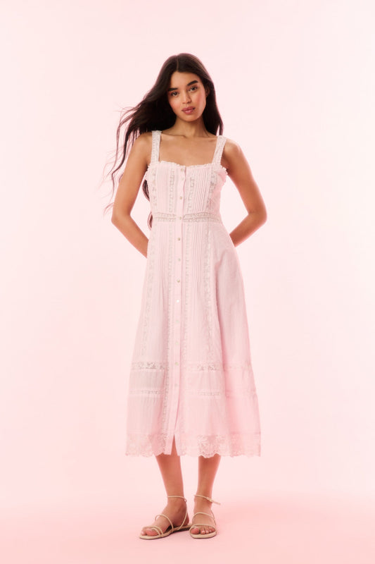 Judalon Cotton Midi Dress - BALLERINA PINK