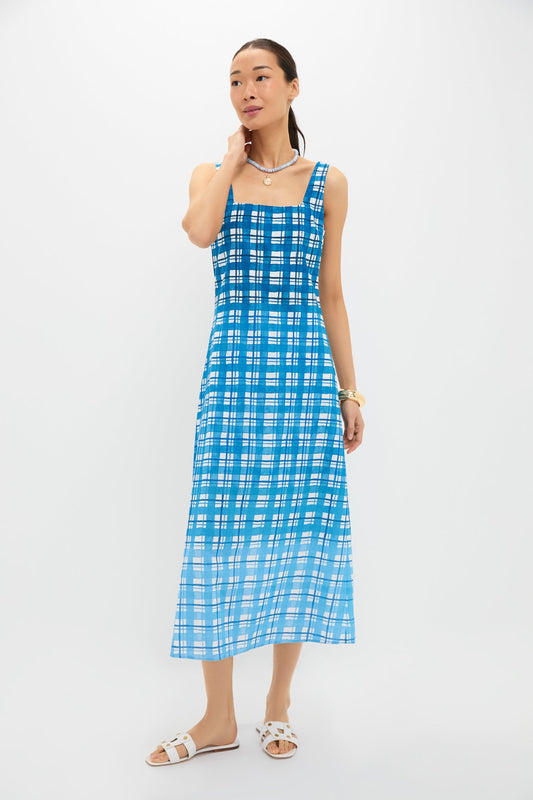 Royal Plaid Minnie Midi Dress