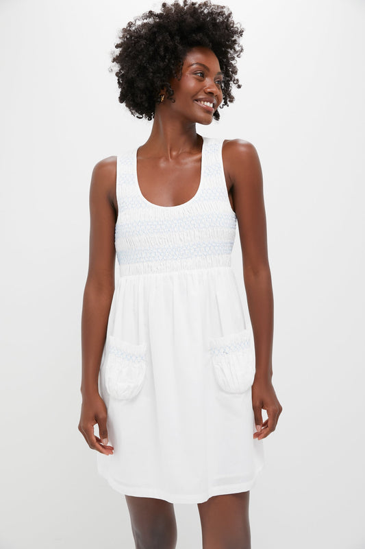 White Smocked Susannah Mini Dress