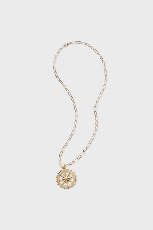 Gold Forever Sundial Cutout Coin Pendant