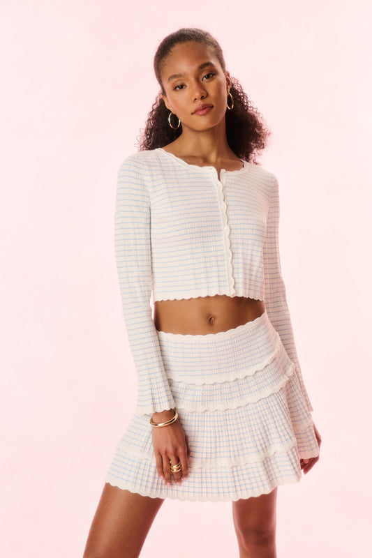 Media Striped Stretch Knit Cardigan