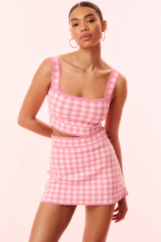 Muna Checkered Knit Mini Skirt