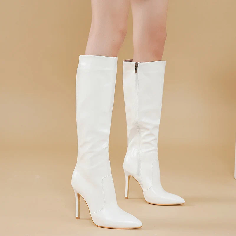 Black Pointed Sexy Luxury High Heels Catwalk Women Knee High Boot