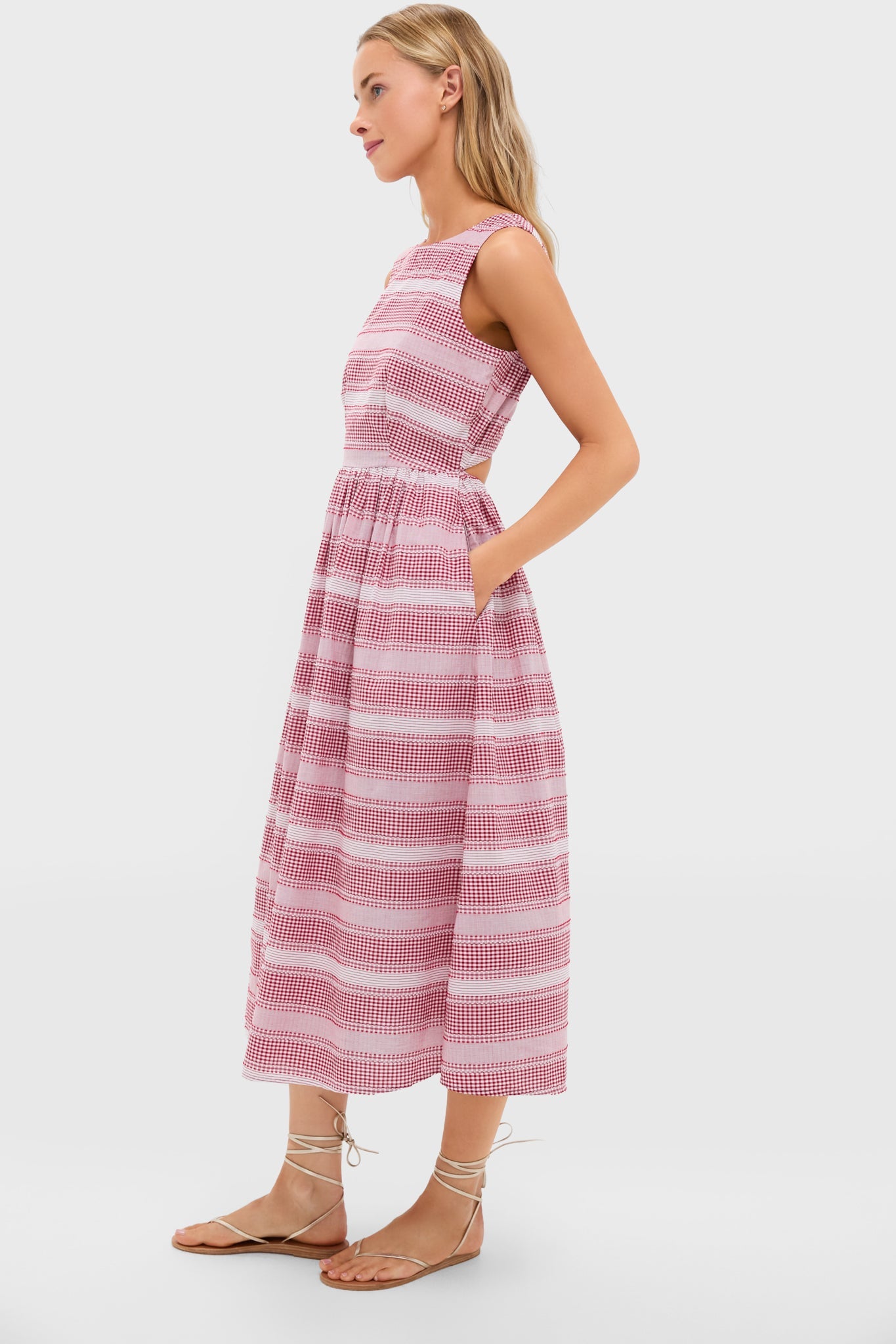 White and Red Stripe Poppy Maxi Dress