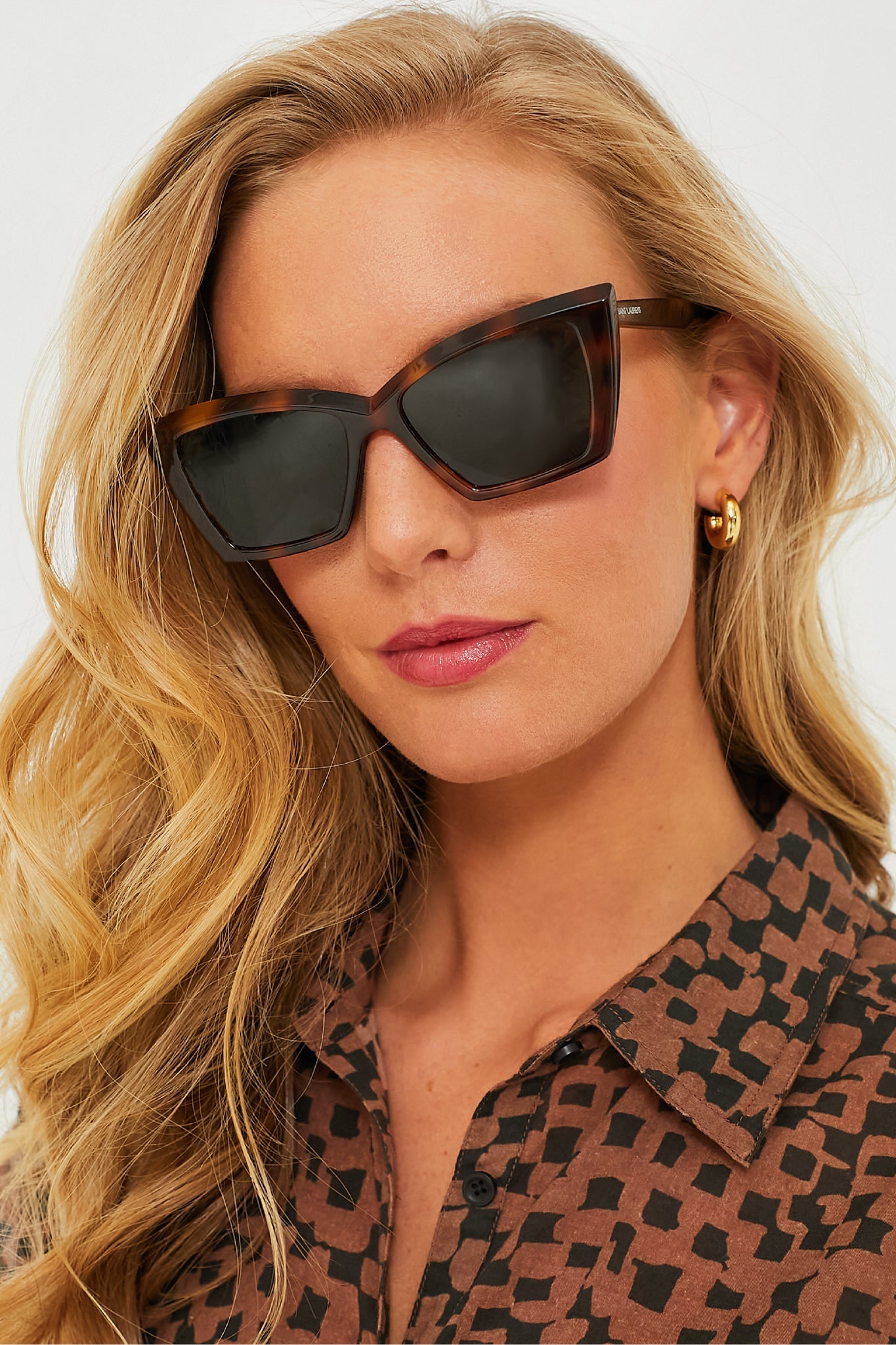 Shiny Medium Havana Cat Eye Sunglasses